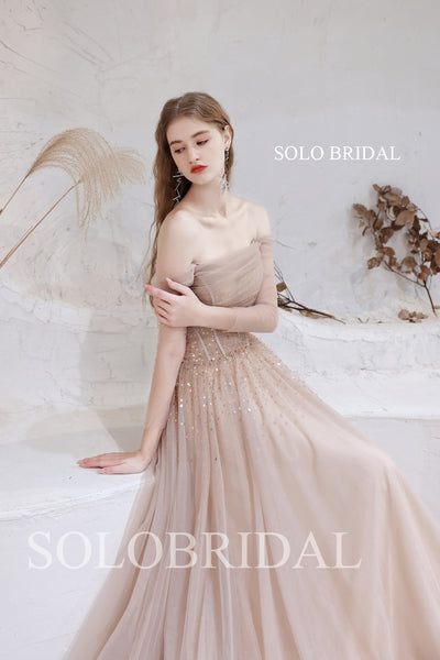 Charming Off Shoulder Sparkling long Prom Dress T3210151