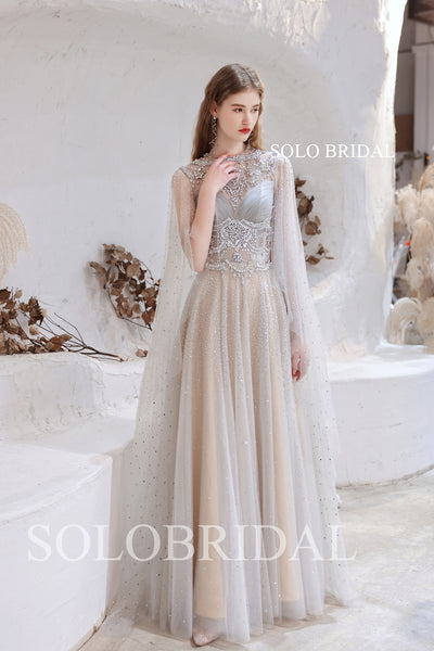 Luxury Beaded Shiny Tulle Light A Line Evening Dress T5710161