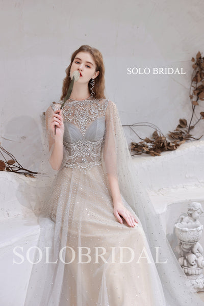 Luxury Beaded Shiny Tulle Light A Line Evening Dress T5710161