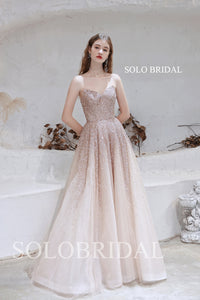 Champagne Strapless A Line Sparkling Party Dress T9910211