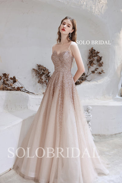 Champagne Strapless A Line Sparkling Party Dress T9910211