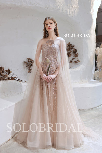 Champagne Strapless A Line Sparkling Party Dress T9910211