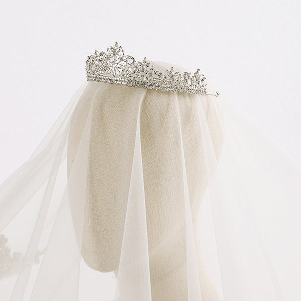Luxury Cubic Zirconia Flower Design Bridal Tiara