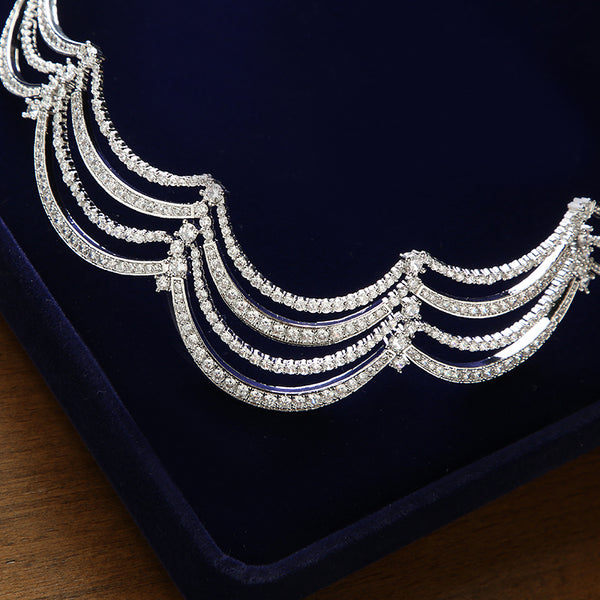 Luxury Cubic Zirconia Scalloped Bridal Tiara