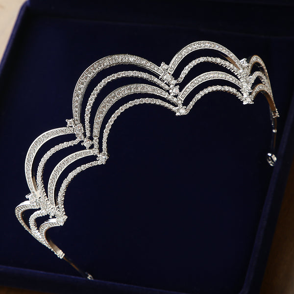 Luxury Cubic Zirconia Scalloped Bridal Tiara