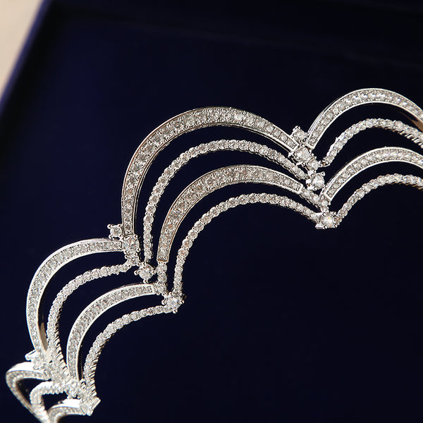 Luxury Cubic Zirconia Scalloped Bridal Tiara