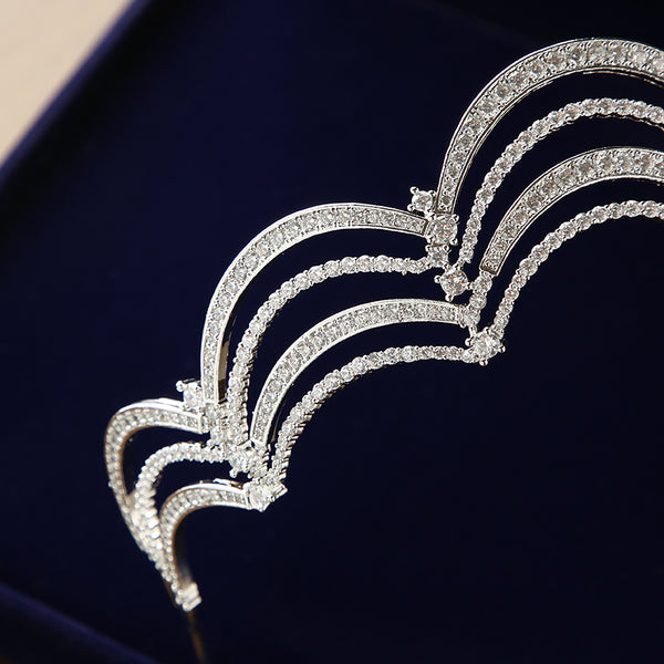 Luxury Cubic Zirconia Scalloped Bridal Tiara