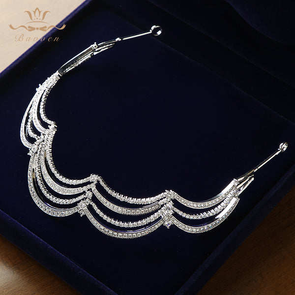 Luxury Cubic Zirconia Scalloped Bridal Tiara