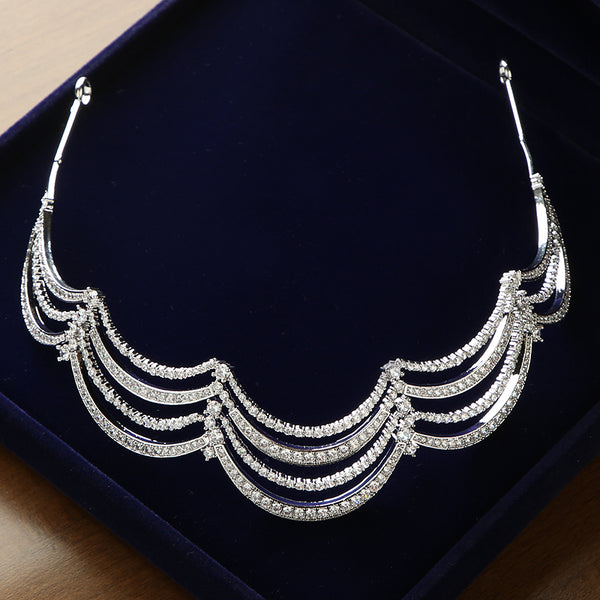 Luxury Cubic Zirconia Scalloped Bridal Tiara