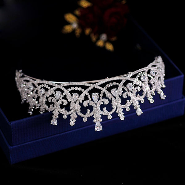 Luxury Princess Regal Heart Wedding Tiara