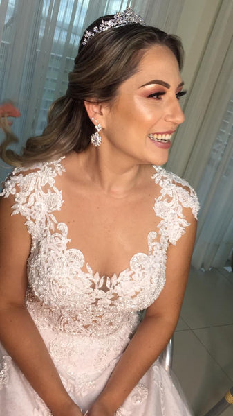 Luxury Cubic Zirconia Flower Design Bridal Tiara