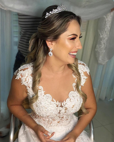 Luxury Cubic Zirconia Flower Design Bridal Tiara