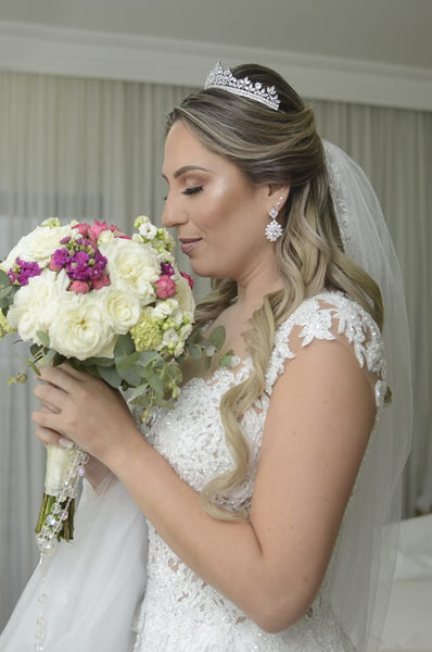 Luxury Cubic Zirconia Flower Design Bridal Tiara