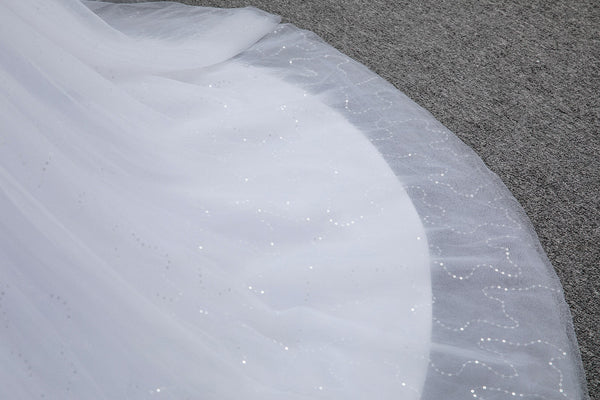 White Off Shoulder A Line Sequin Shiny Dress