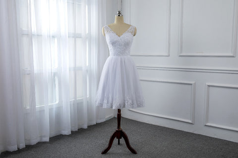 Tea Length Wedding Dress with Lace Straps