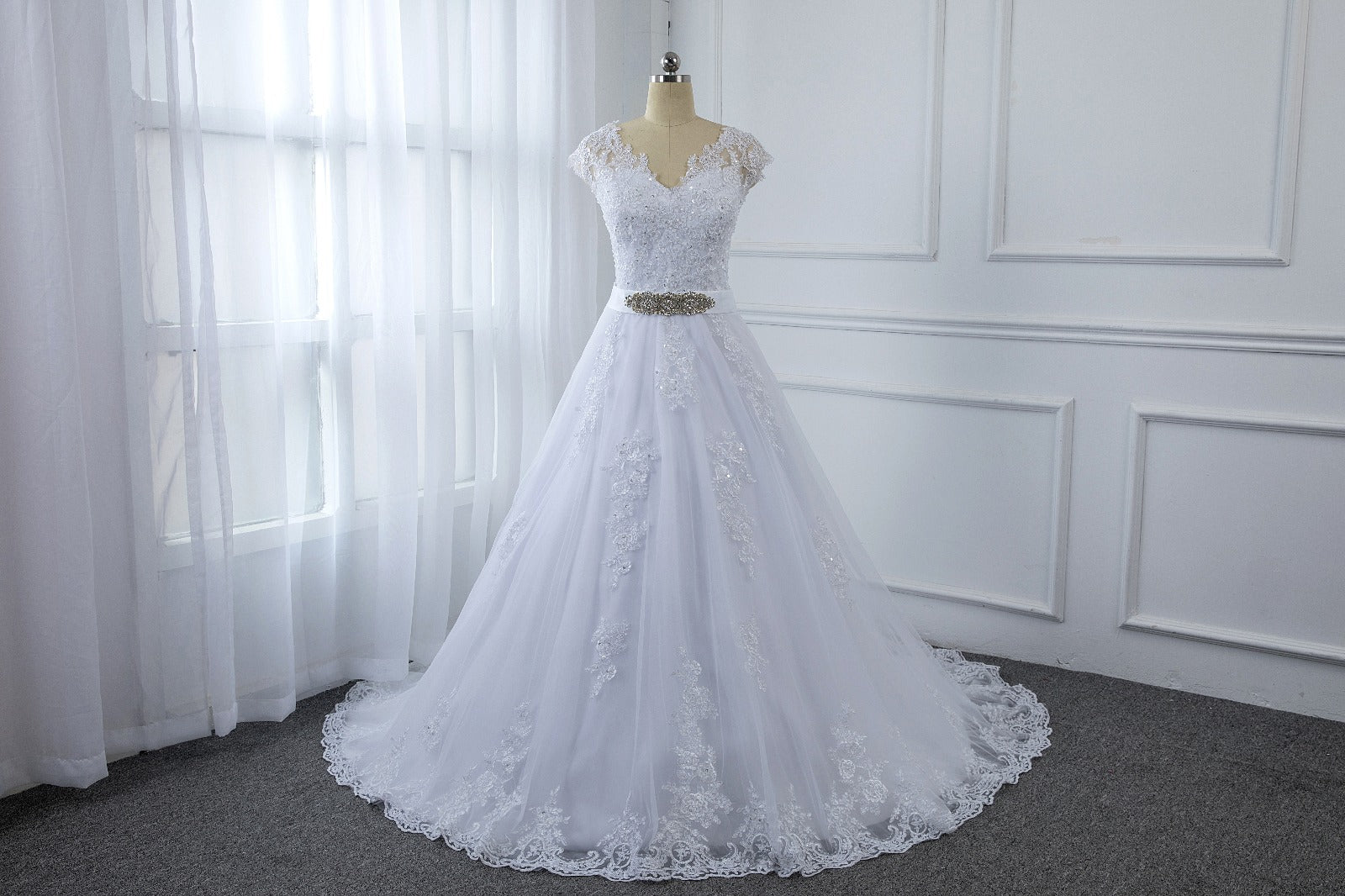 A Line Wedding Dress with a Sweetheart Neckline