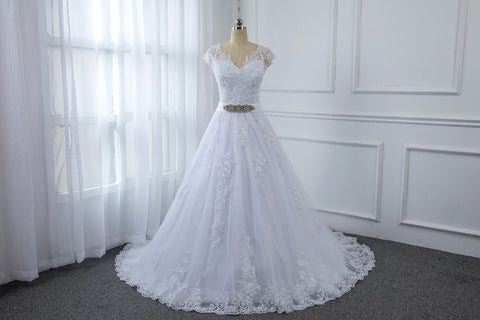 A Line Wedding Dress with a Sweetheart Neckline