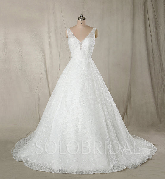 A Line Wedding Dress with Sparkle Tulle