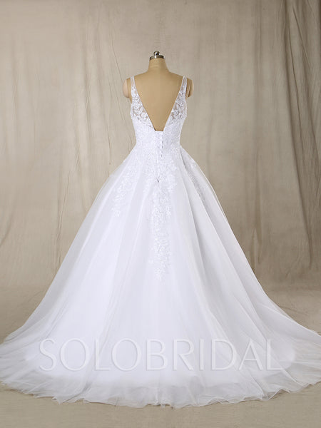 A Line Sleeveless Wedding Dress