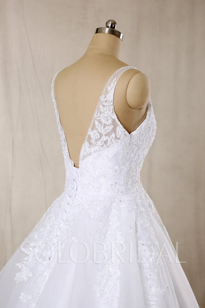 A Line Sleeveless Wedding Dress