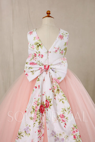 A Line Flower Girl Dress - Satin/Tulle Sleeveless With Flower and Bow at the Back