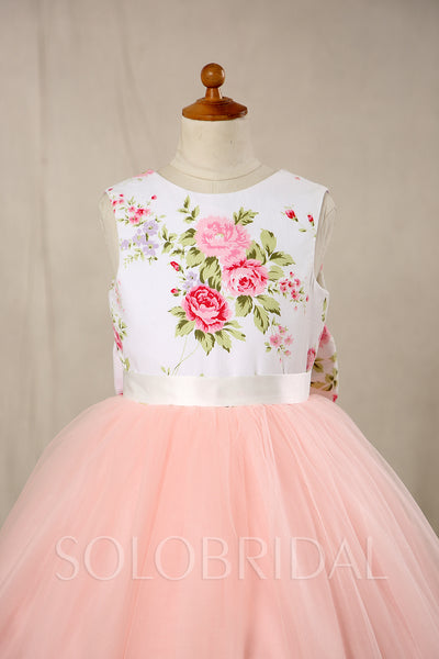 A Line Flower Girl Dress - Satin/Tulle Sleeveless With Flower and Bow at the Back