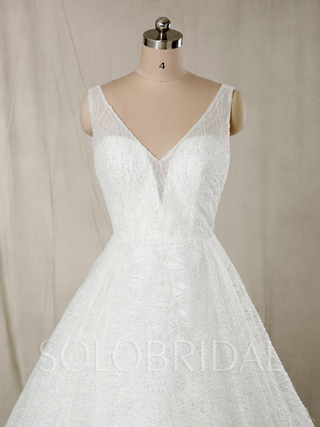 A Line Wedding Dress with Sparkle Tulle