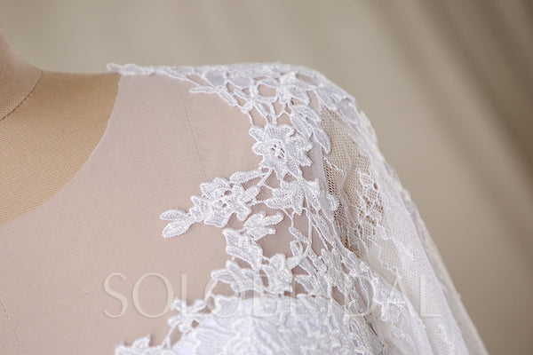 White Silk Chiffon Wedding Dress with Sleeves
