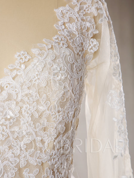 A Line Wedding Dress with See Through Tulle Top