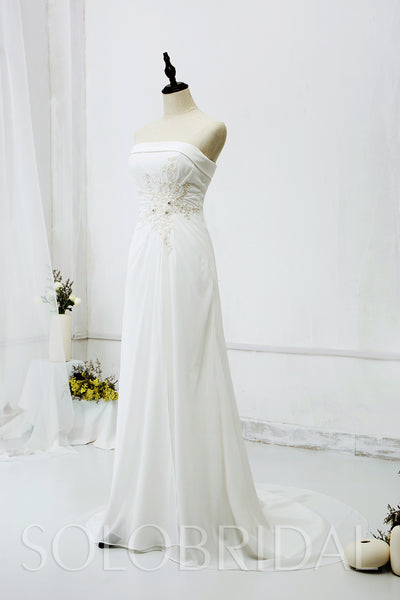 Strapless Small A Line Chiffon Wedding Dress