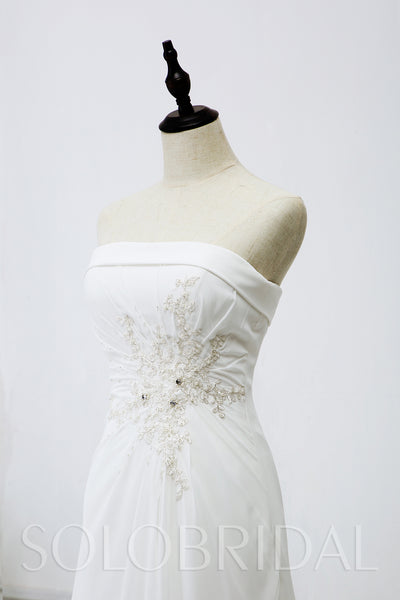 Strapless Small A Line Chiffon Wedding Dress