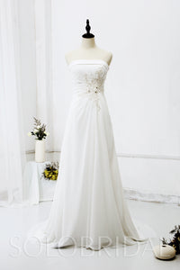 Strapless Small A Line Chiffon Wedding Dress