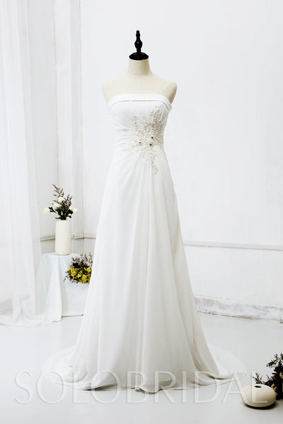 Strapless Small A Line Chiffon Wedding Dress