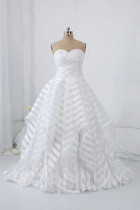 Ivory Stripe Ruffle Wedding Dress