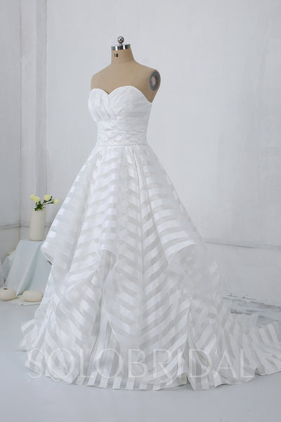 Ivory Stripe Ruffle Wedding Dress