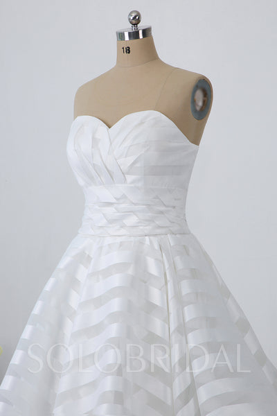 Ivory Stripe Ruffle Wedding Dress