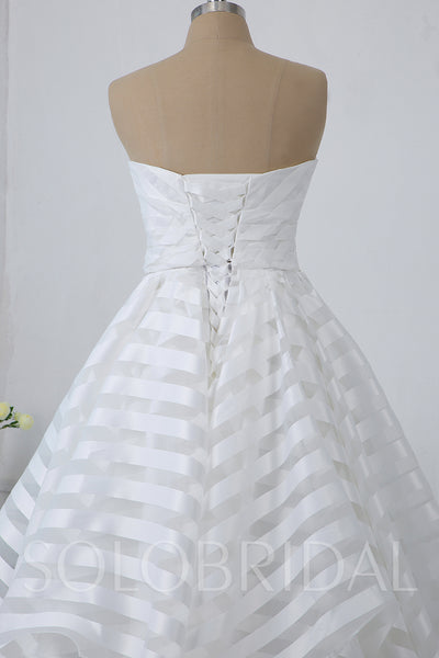 Ivory Stripe Ruffle Wedding Dress