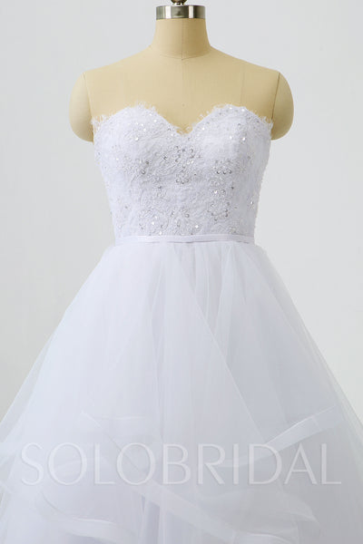White Ruffle Tulle Skirt Wedding Dress