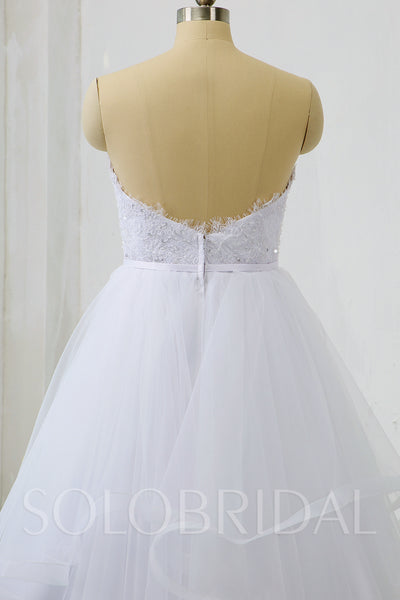 White Ruffle Tulle Skirt Wedding Dress