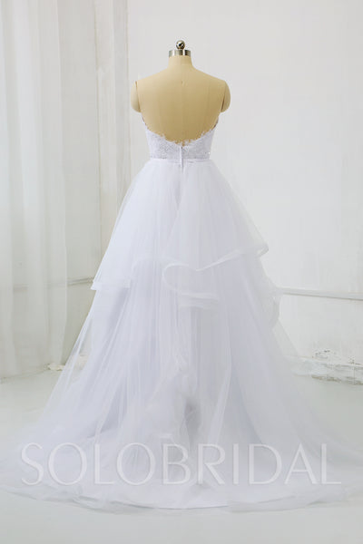 White Ruffle Tulle Skirt Wedding Dress