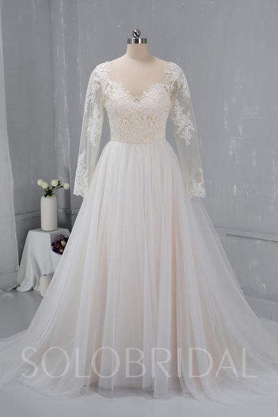 Champagne Wedding Dress with Tulle Skirt