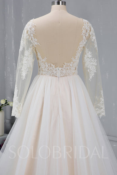 Champagne Wedding Dress with Tulle Skirt