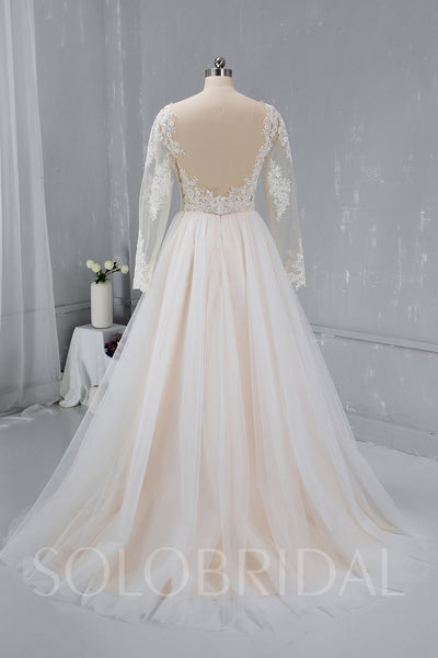 Champagne Wedding Dress with Tulle Skirt