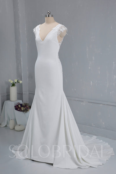Crepe Wedding Dress with Lace Back