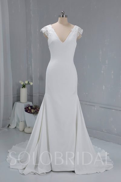 Crepe Wedding Dress with Lace Back