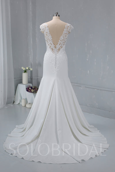 Crepe Wedding Dress with Lace Back