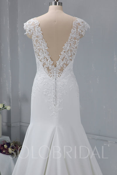 Crepe Wedding Dress with Lace Back