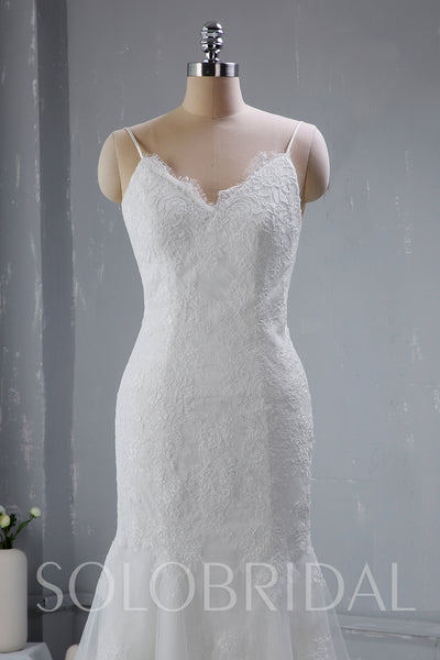 Light Ivory Wedding Dress with Fitted Thin Straps