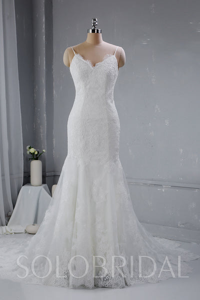 Light Ivory Wedding Dress with Fitted Thin Straps