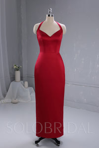 Maroon Satin Bridesmaid Dress